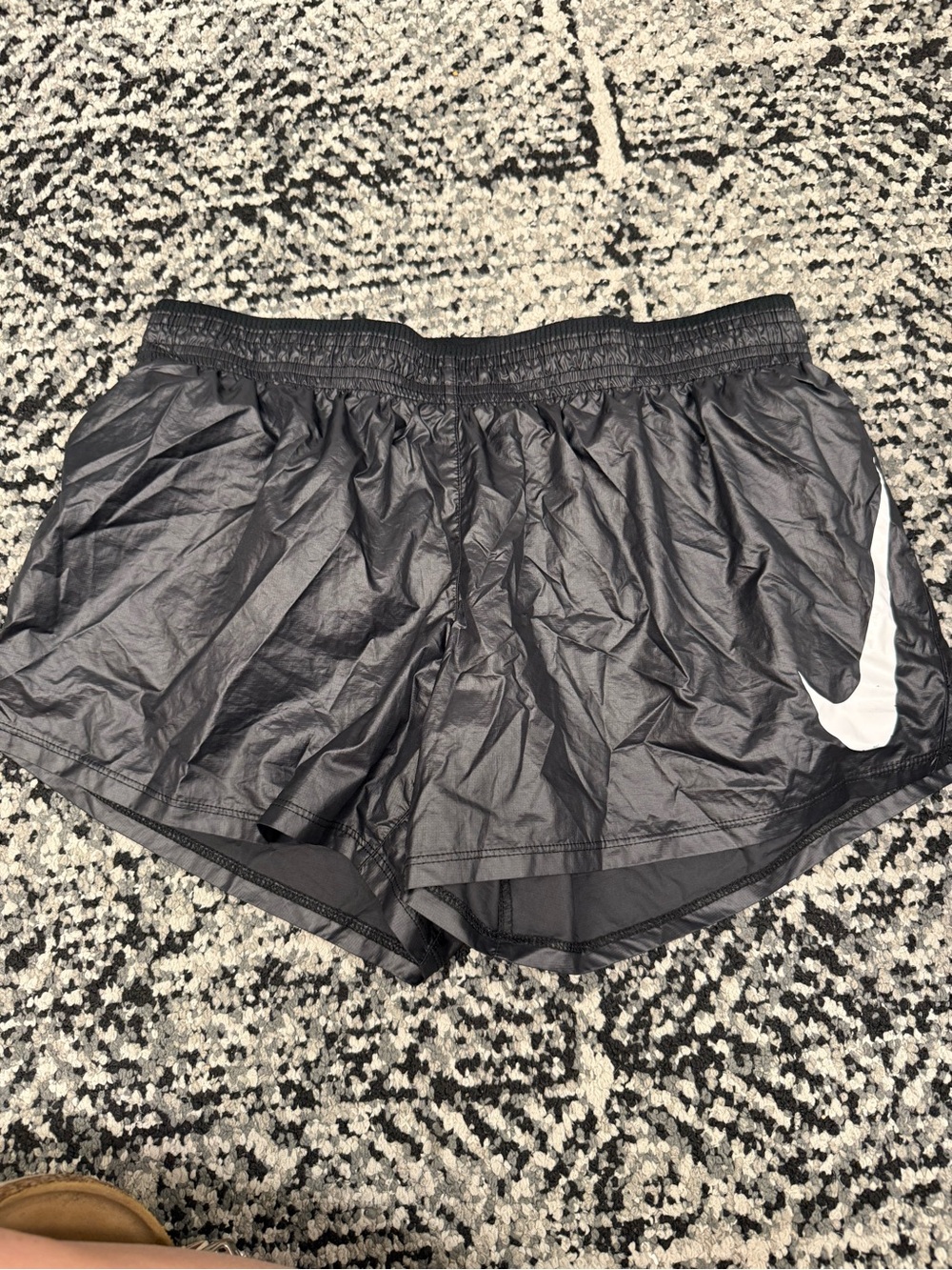 Nike Black Athletic Shorts with White Swoosh